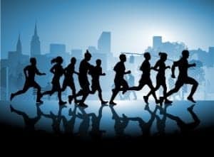 Amazing Race teams running